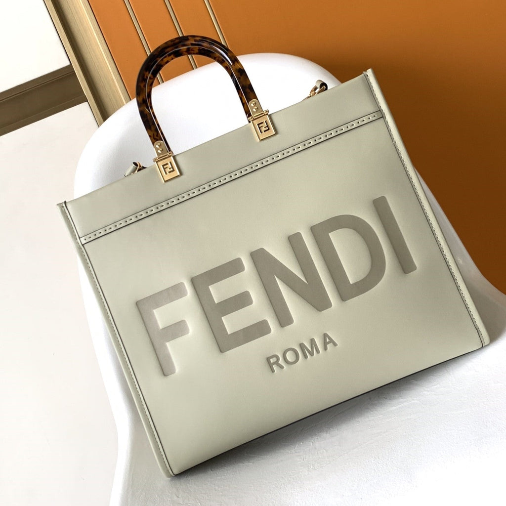 FENDI Fend Sunshine Medium Bag 35 Light Grey Leather