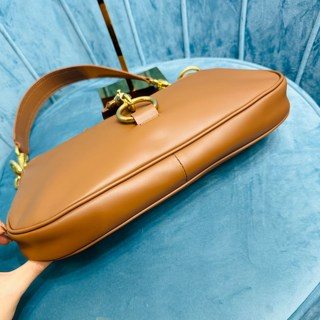 MIU MIU SHOULDER BAG 33 IN BROWN CALFSKIN GOLD HARDWARE