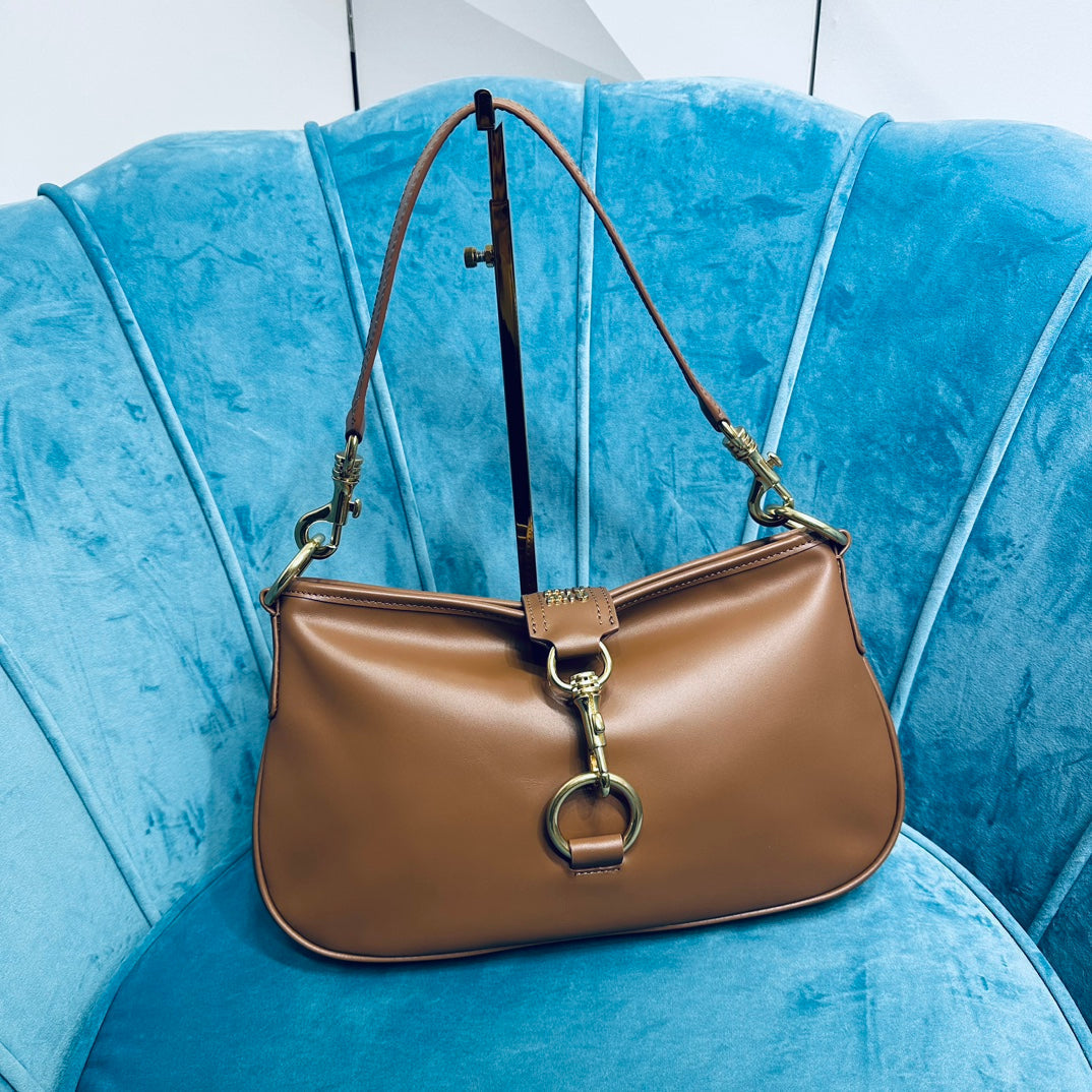 MIU MIU SHOULDER BAG 33 IN BROWN CALFSKIN GOLD HARDWARE