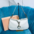 MIU MIU SHOULDER BAG 33 IN WHITE CALFSKIN GOLD HARDWARE