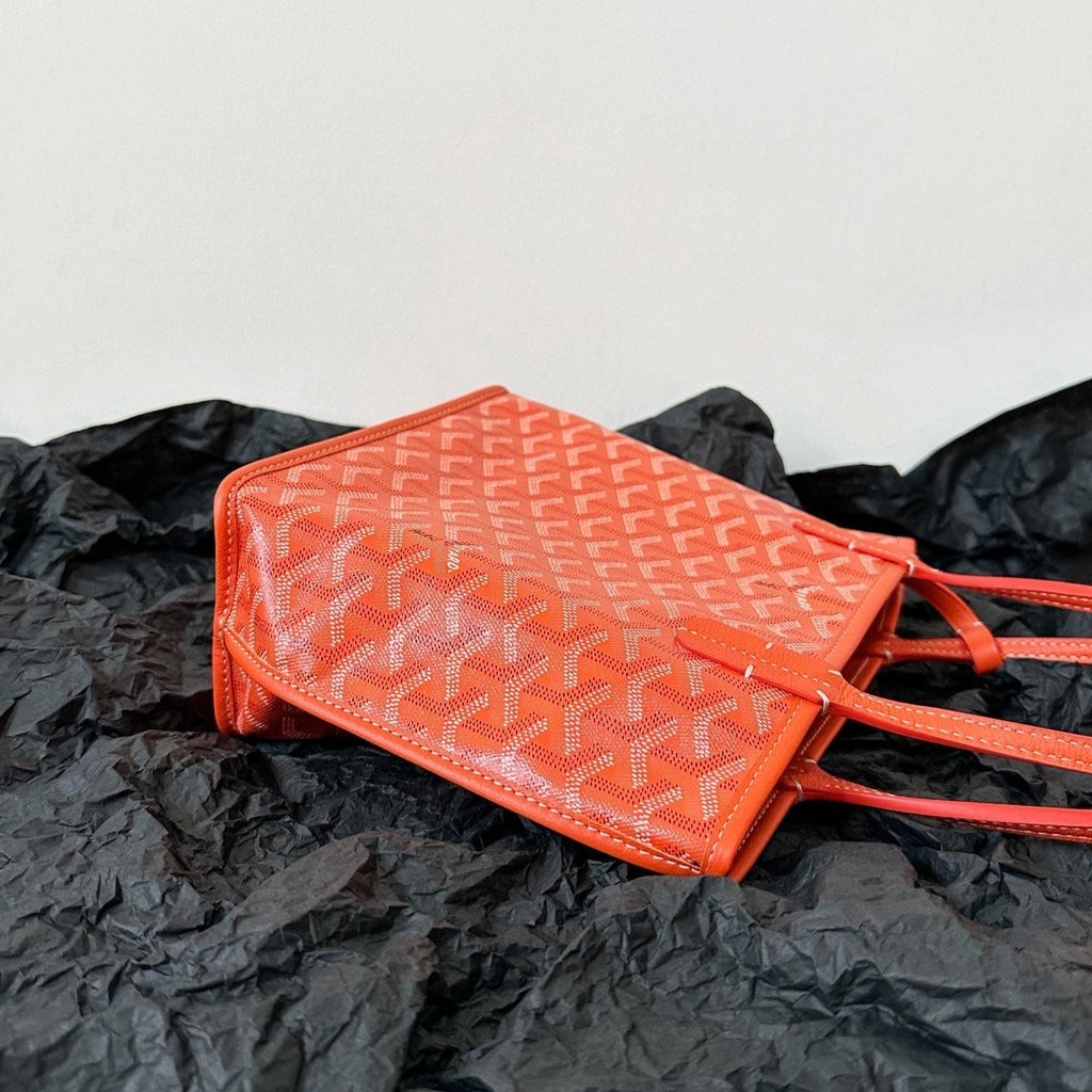 GOYARD ANJOU MINI BAG 20 IN RED ORANGE GOYARDINE CANVAS AND CALFSKIN