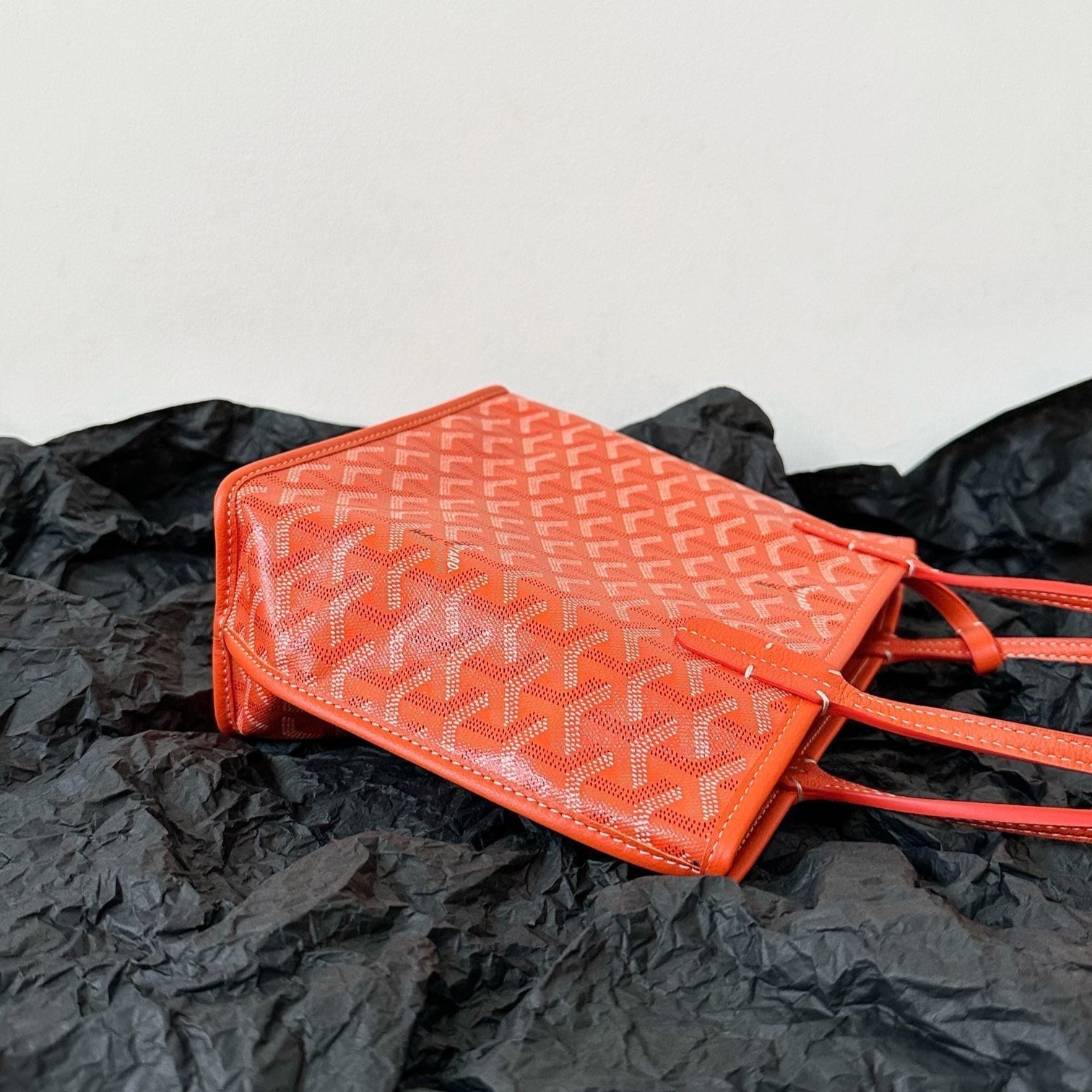 GOYARD ANJOU MINI BAG 20 IN RED ORANGE GOYARDINE CANVAS AND CALFSKIN