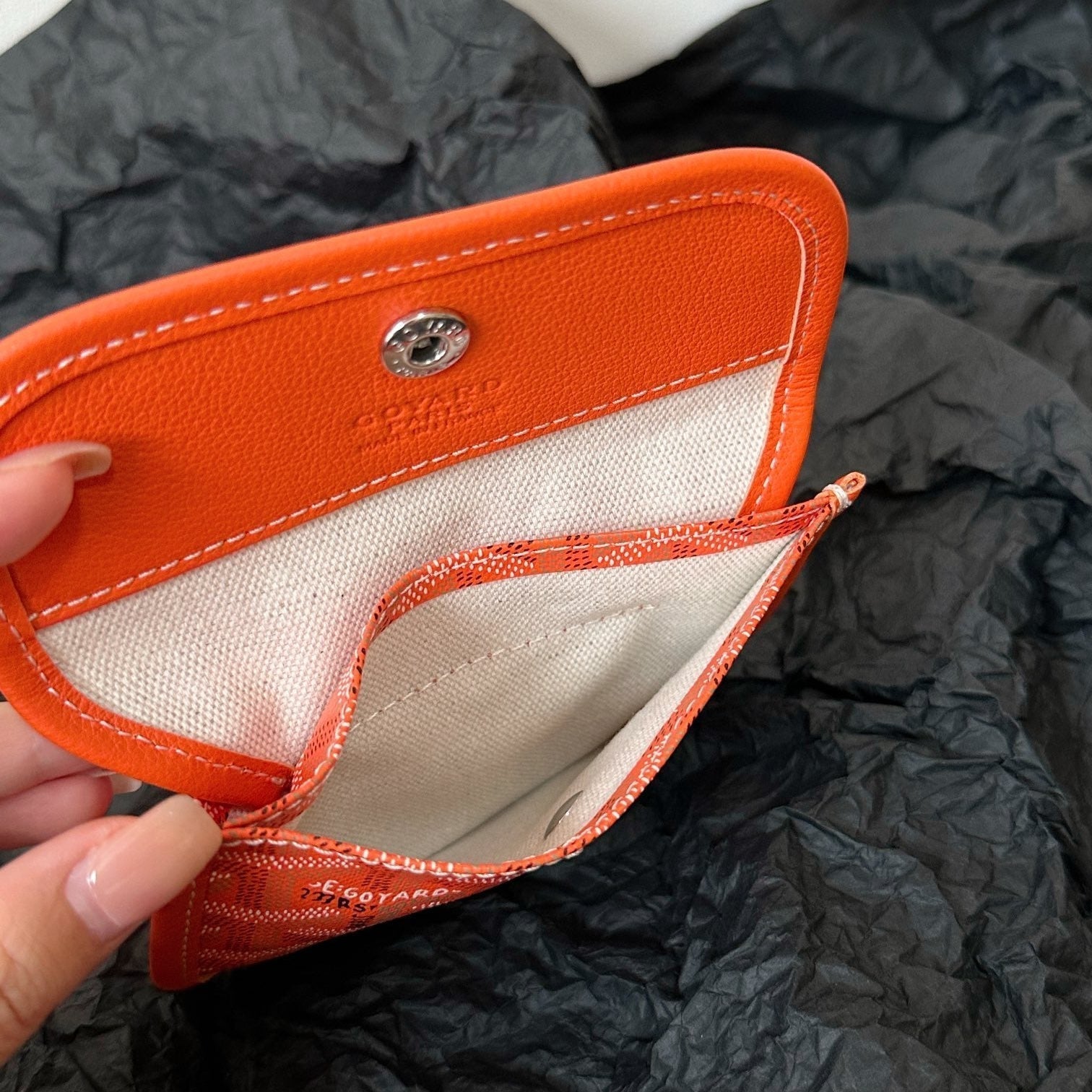 GOYARD ANJOU MINI BAG 20 IN RED ORANGE GOYARDINE CANVAS AND CALFSKIN