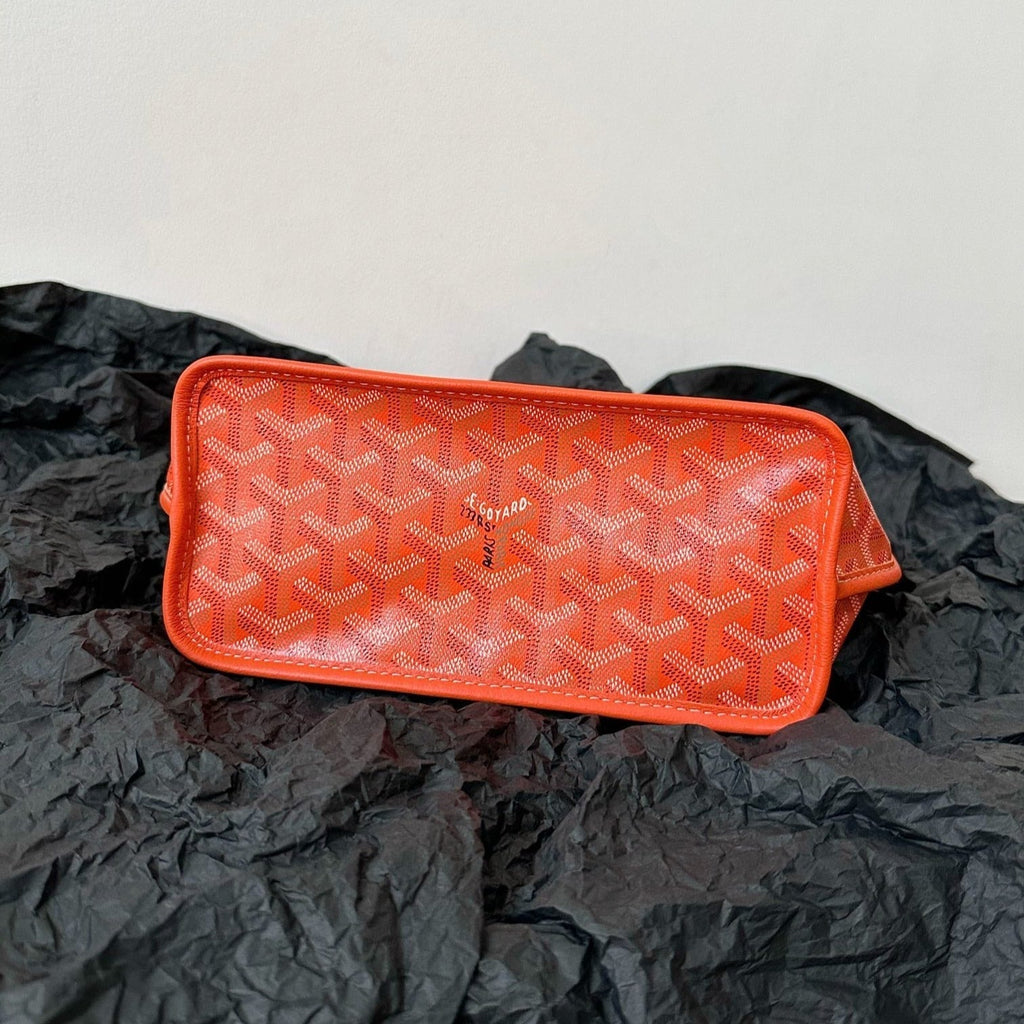 GOYARD ANJOU MINI BAG 20 IN RED ORANGE GOYARDINE CANVAS AND CALFSKIN