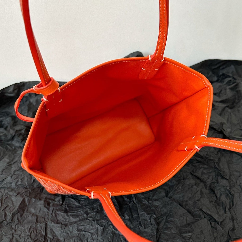 GOYARD ANJOU MINI BAG 20 IN RED ORANGE GOYARDINE CANVAS AND CALFSKIN