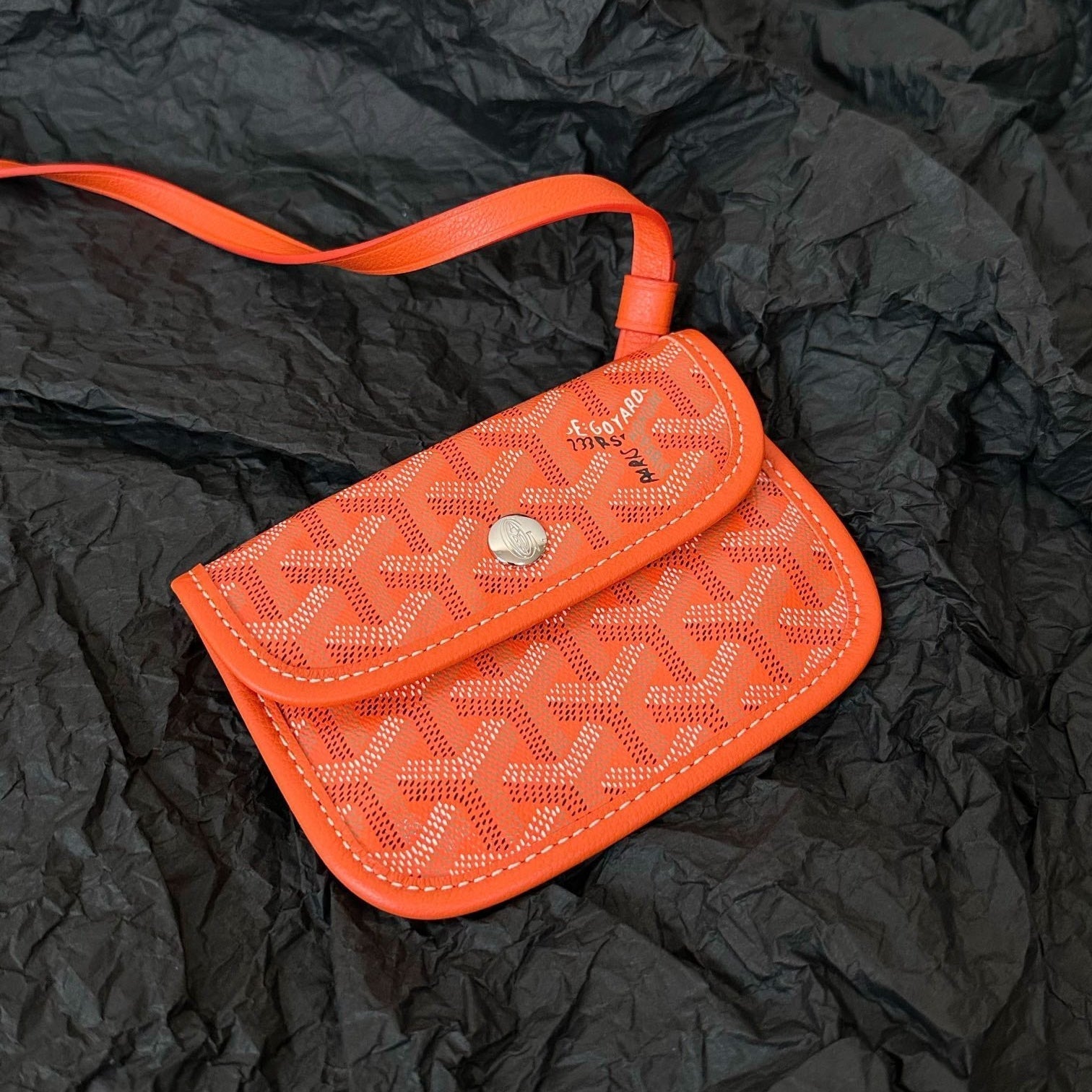 GOYARD ANJOU MINI BAG 20 IN RED ORANGE GOYARDINE CANVAS AND CALFSKIN
