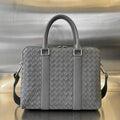 BOTTEGA VENETA SLIM INTRECCIATO BRIEFCASE 36 GREY CALFSKIN