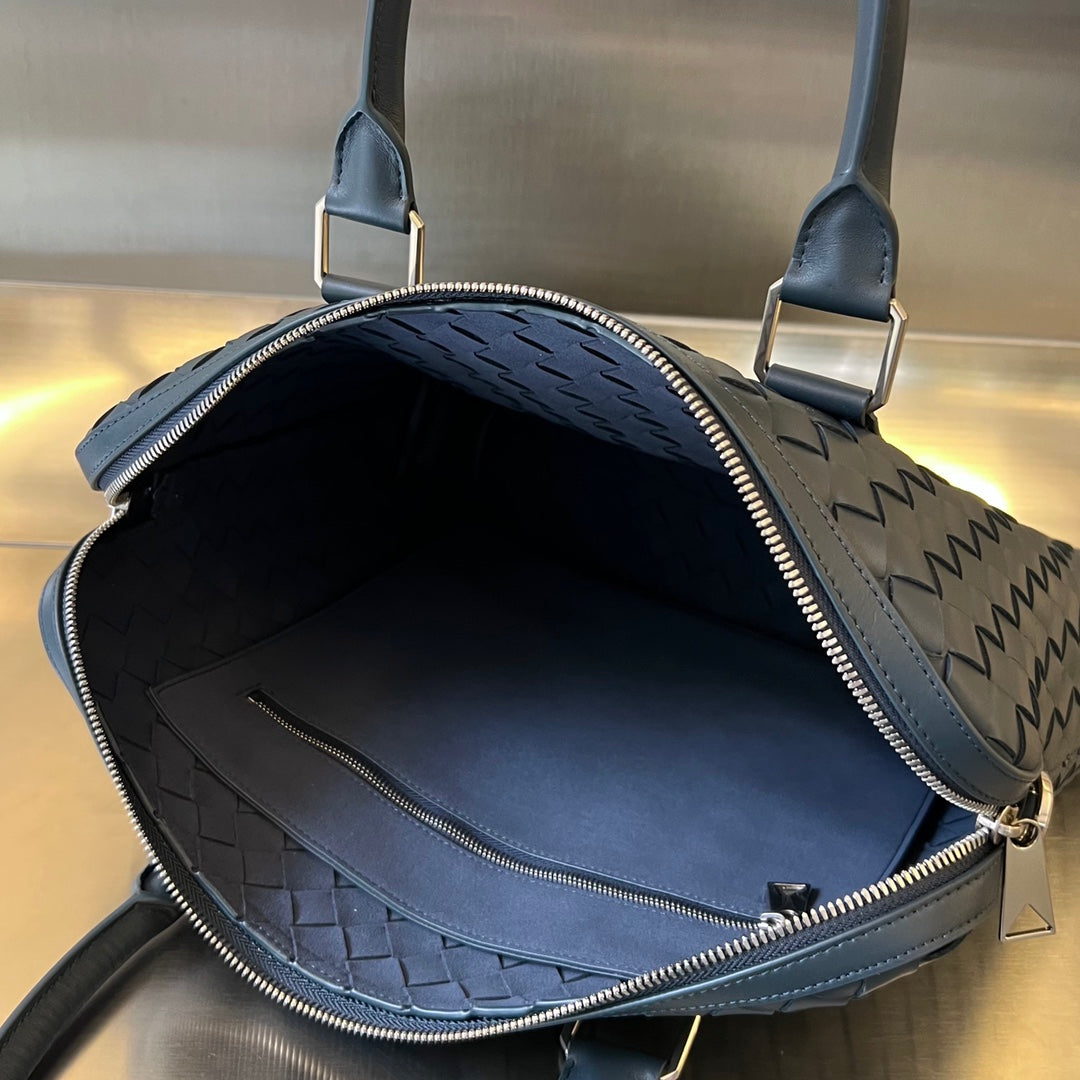 BOTTEGA VENETA SLIM INTRECCIATO BRIEFCASE 36 SLATE CALFSKIN