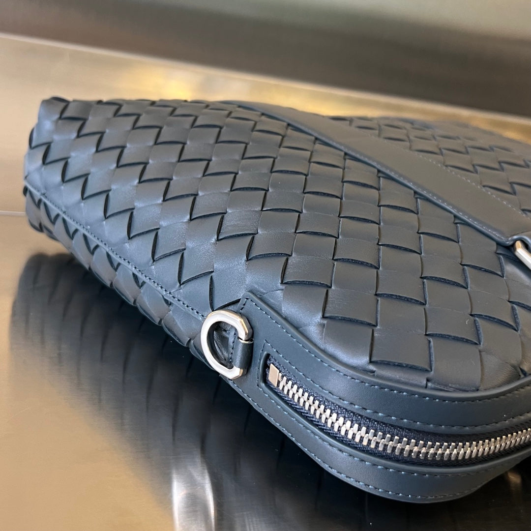 BOTTEGA VENETA SLIM INTRECCIATO BRIEFCASE 36 SLATE CALFSKIN
