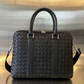 BOTTEGA VENETA SLIM INTRECCIATO BRIEFCASE 36 BLACK CALFSKIN