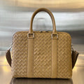 BOTTEGA VENETA SLIM INTRECCIATO BRIEFCASE 36 CARAMEL BROWN CALFSKIN