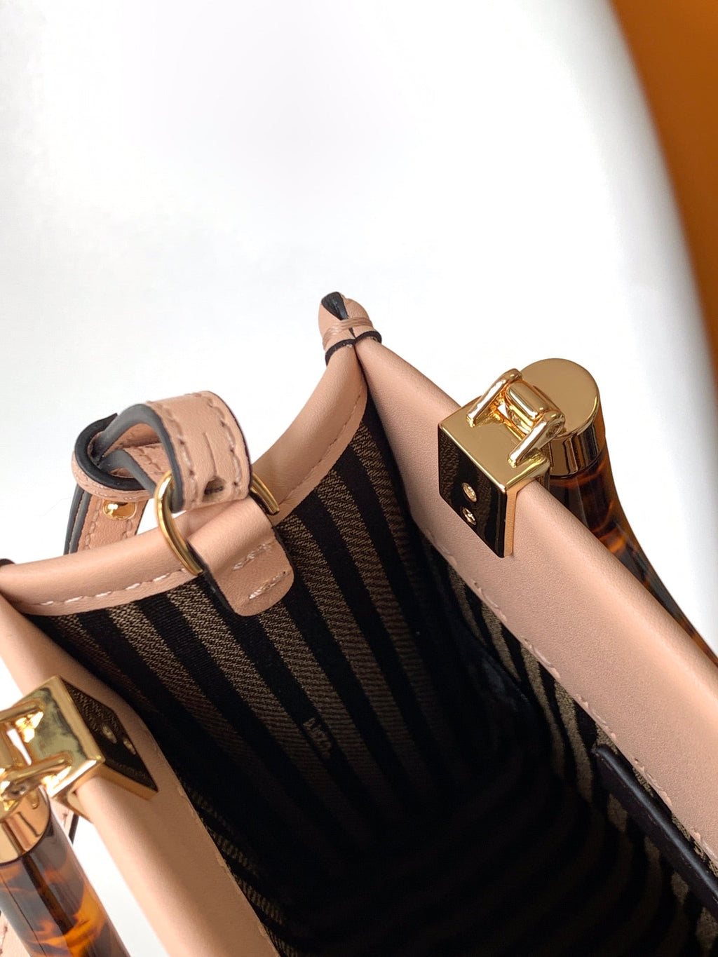 FENDI Fend Mini Sunshine Shopper Bag 18 Peach Leather