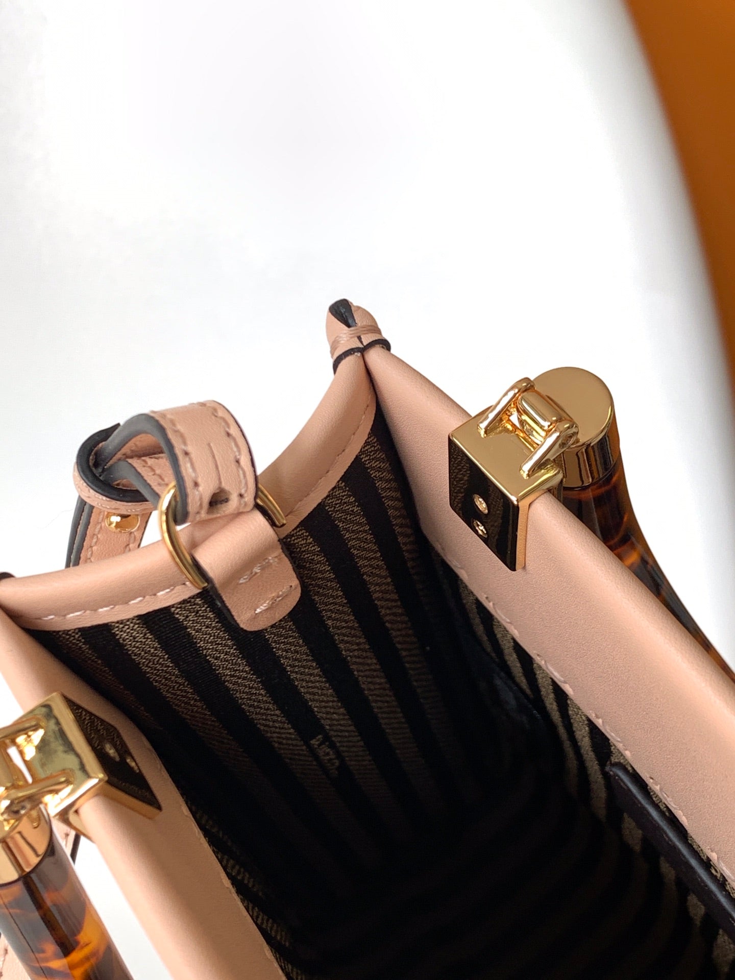 FENDI Fend Mini Sunshine Shopper Bag 18 Peach Leather