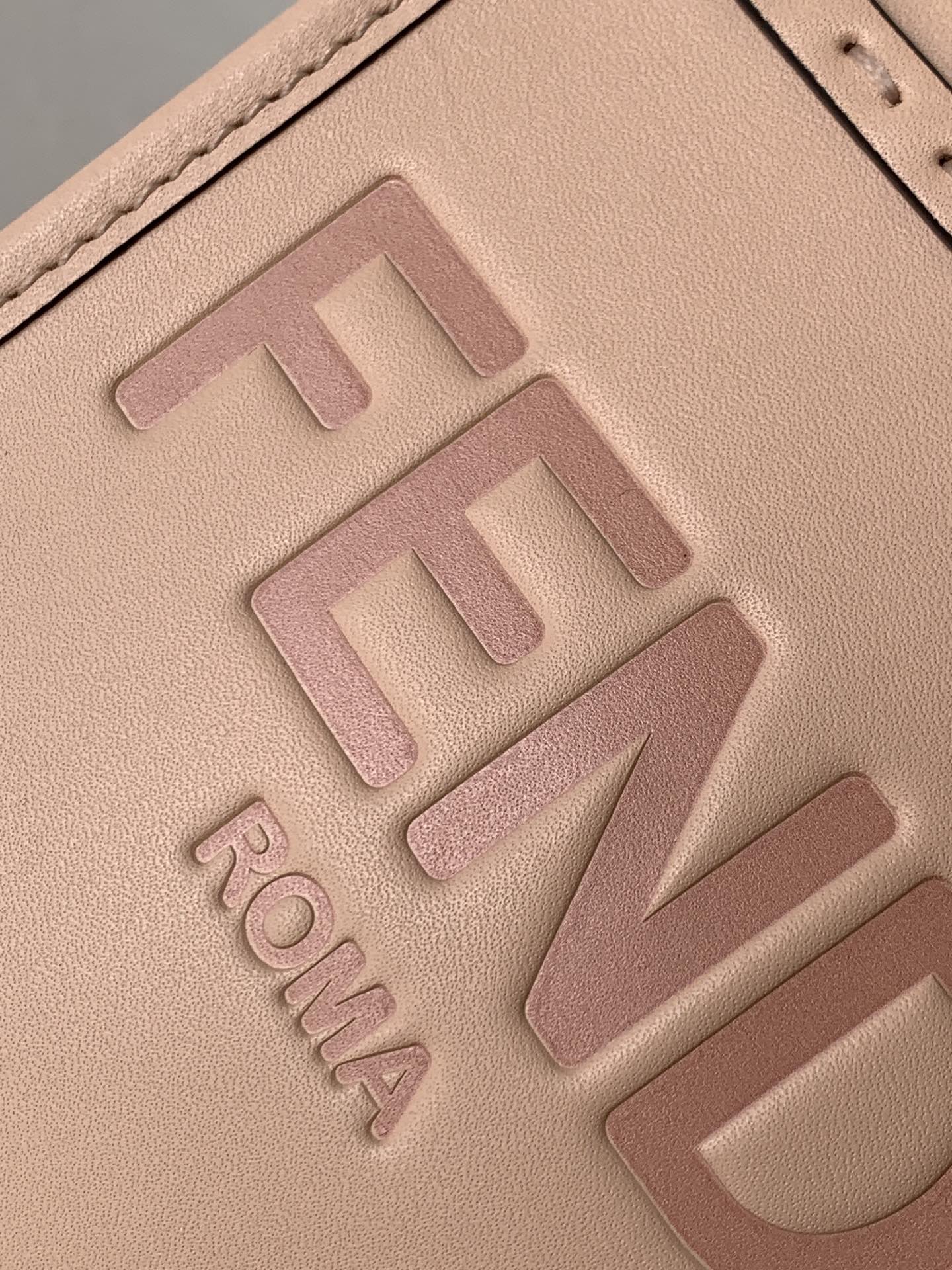 FENDI Fend Mini Sunshine Shopper Bag 18 Peach Leather