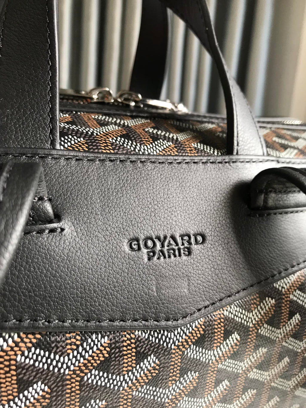 GOYARD CISALPIN BACKPACK 43 IN BLACK GOYARDINE CANVAS AND CALFSKIN