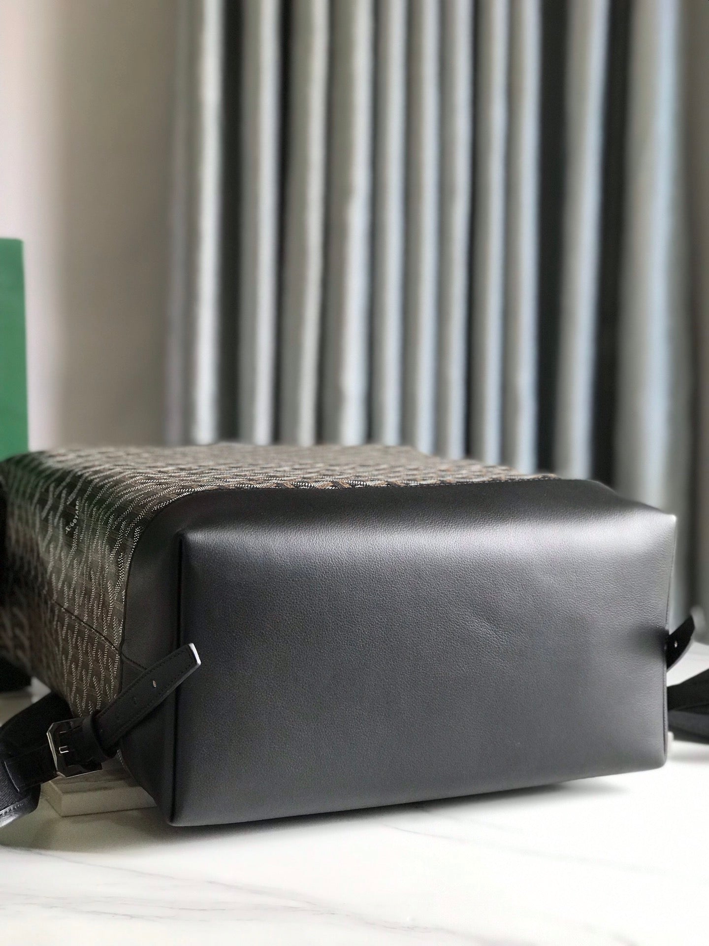 GOYARD CISALPIN BACKPACK 43 IN BLACK GOYARDINE CANVAS AND CALFSKIN
