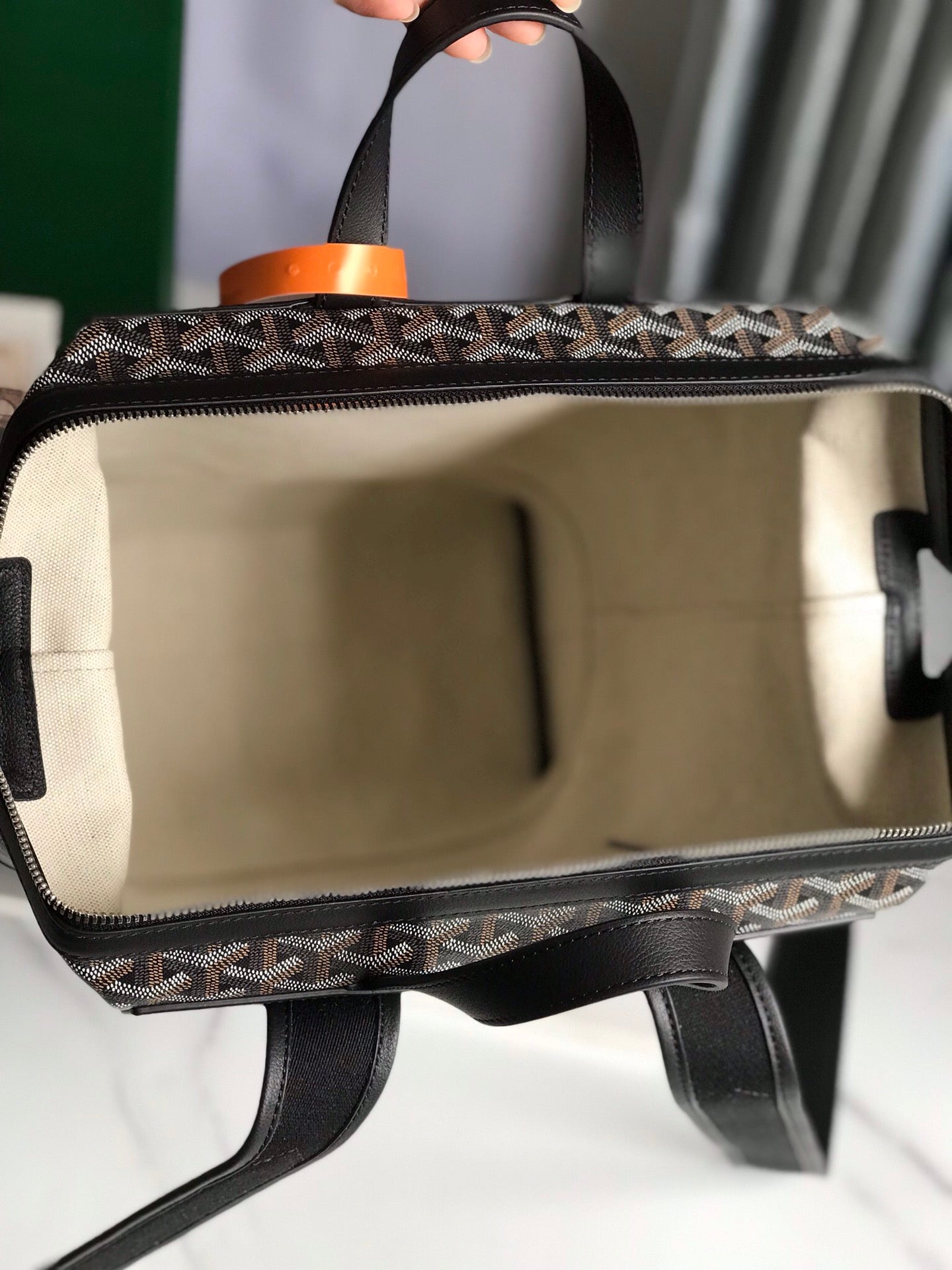 GOYARD CISALPIN BACKPACK 43 IN BLACK GOYARDINE CANVAS AND CALFSKIN