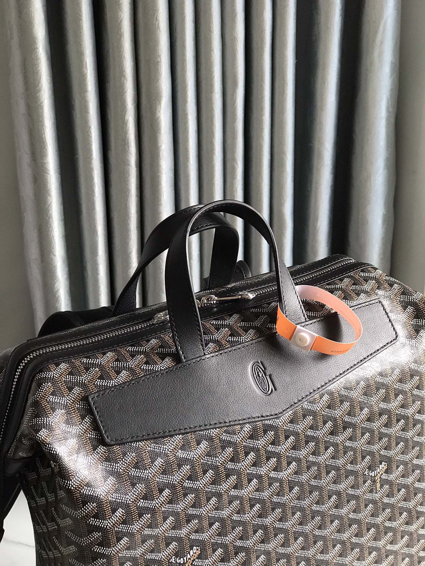 GOYARD CISALPIN BACKPACK 43 IN BLACK GOYARDINE CANVAS AND CALFSKIN