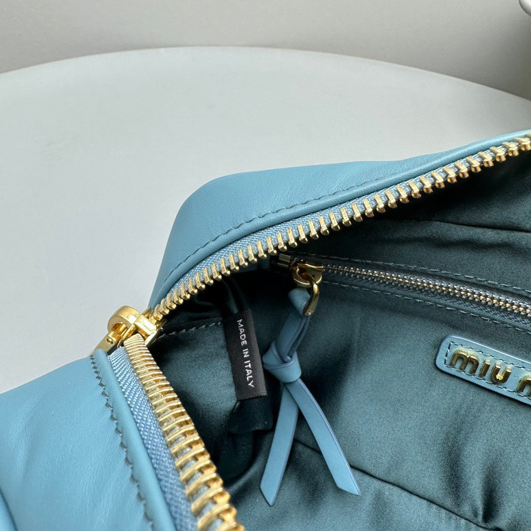 MIU MIU ARCADIE SMALL 22 BAG IN BLUE MINT CALFSKIN
