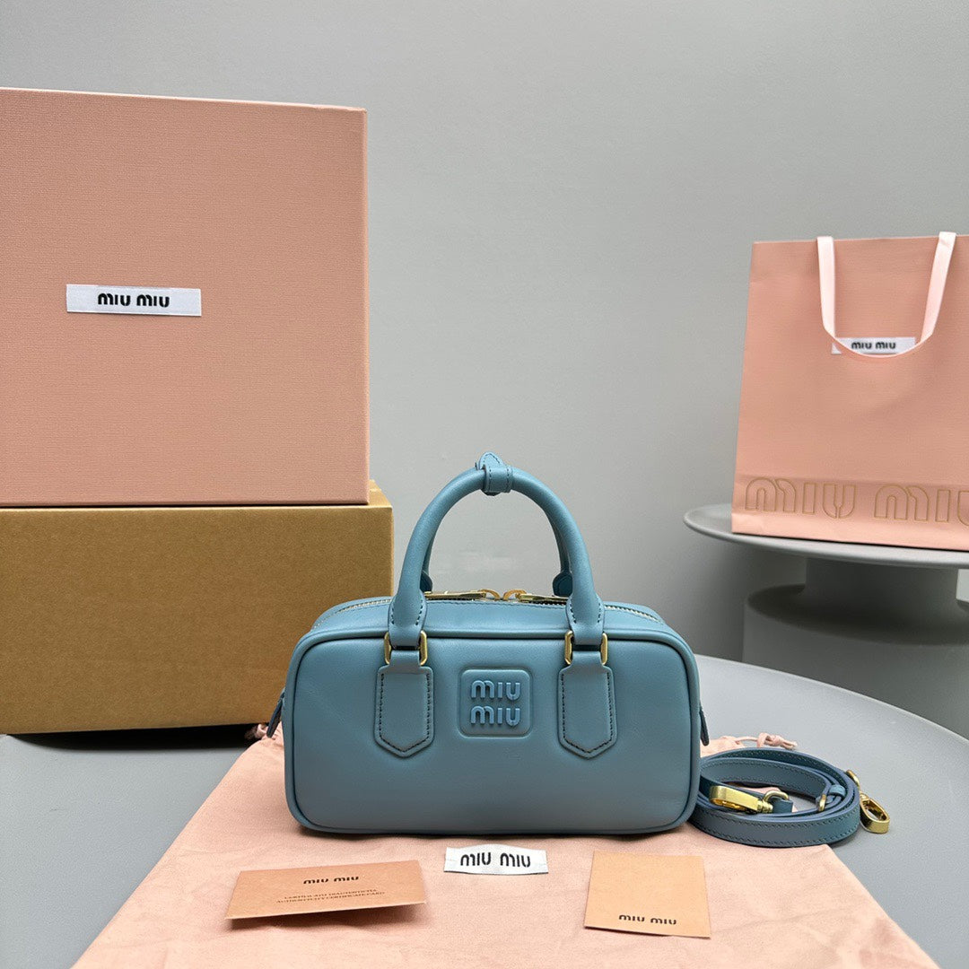 MIU MIU ARCADIE SMALL 22 BAG IN BLUE MINT CALFSKIN