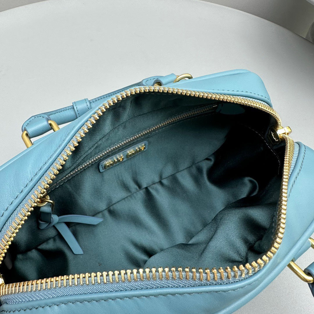 MIU MIU ARCADIE SMALL 22 BAG IN BLUE MINT CALFSKIN