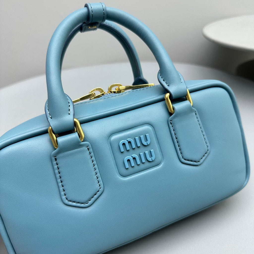MIU MIU ARCADIE SMALL 22 BAG IN BLUE MINT CALFSKIN