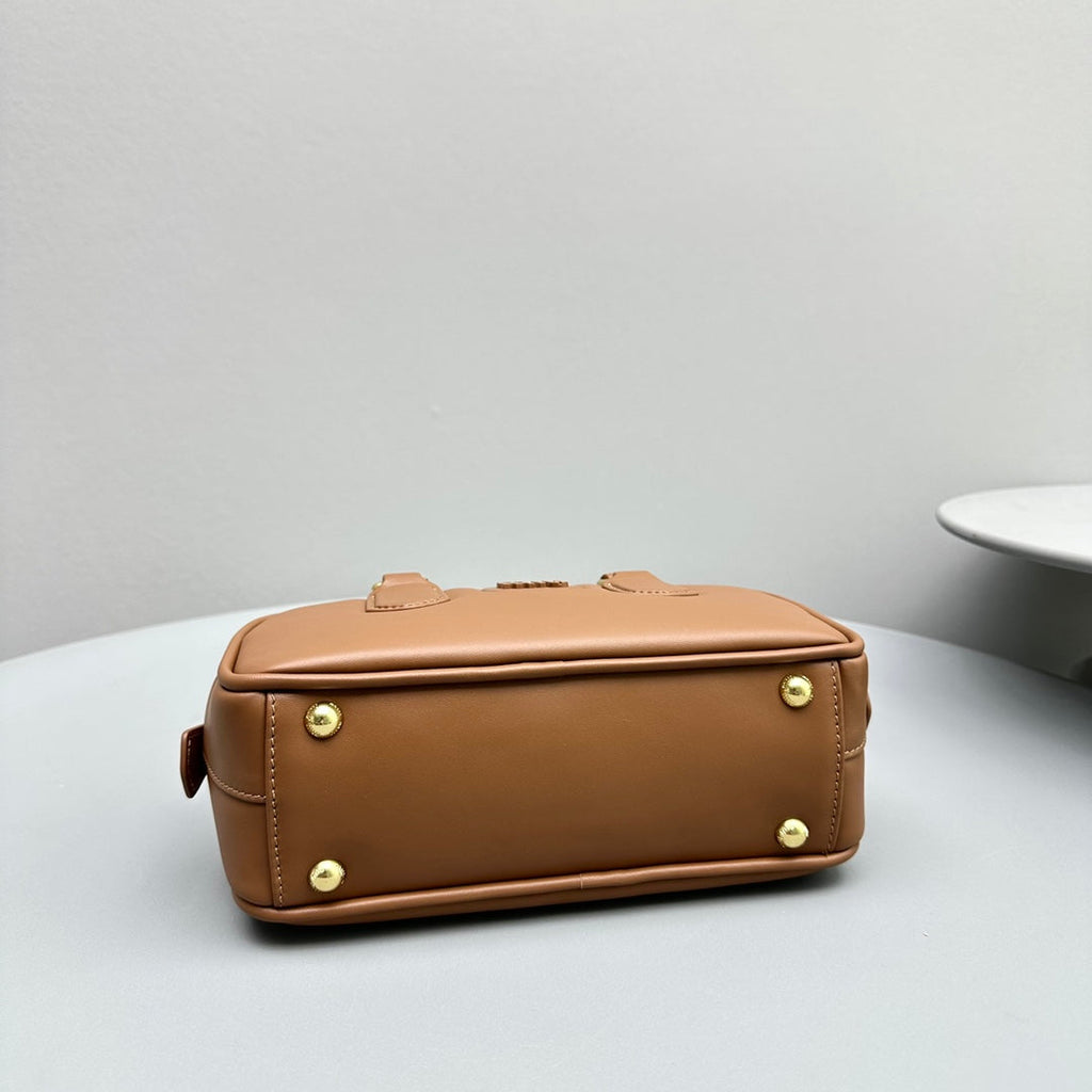 MIU MIU ARCADIE SMALL 22 BAG IN CINNAMON BROWN CALFSKIN