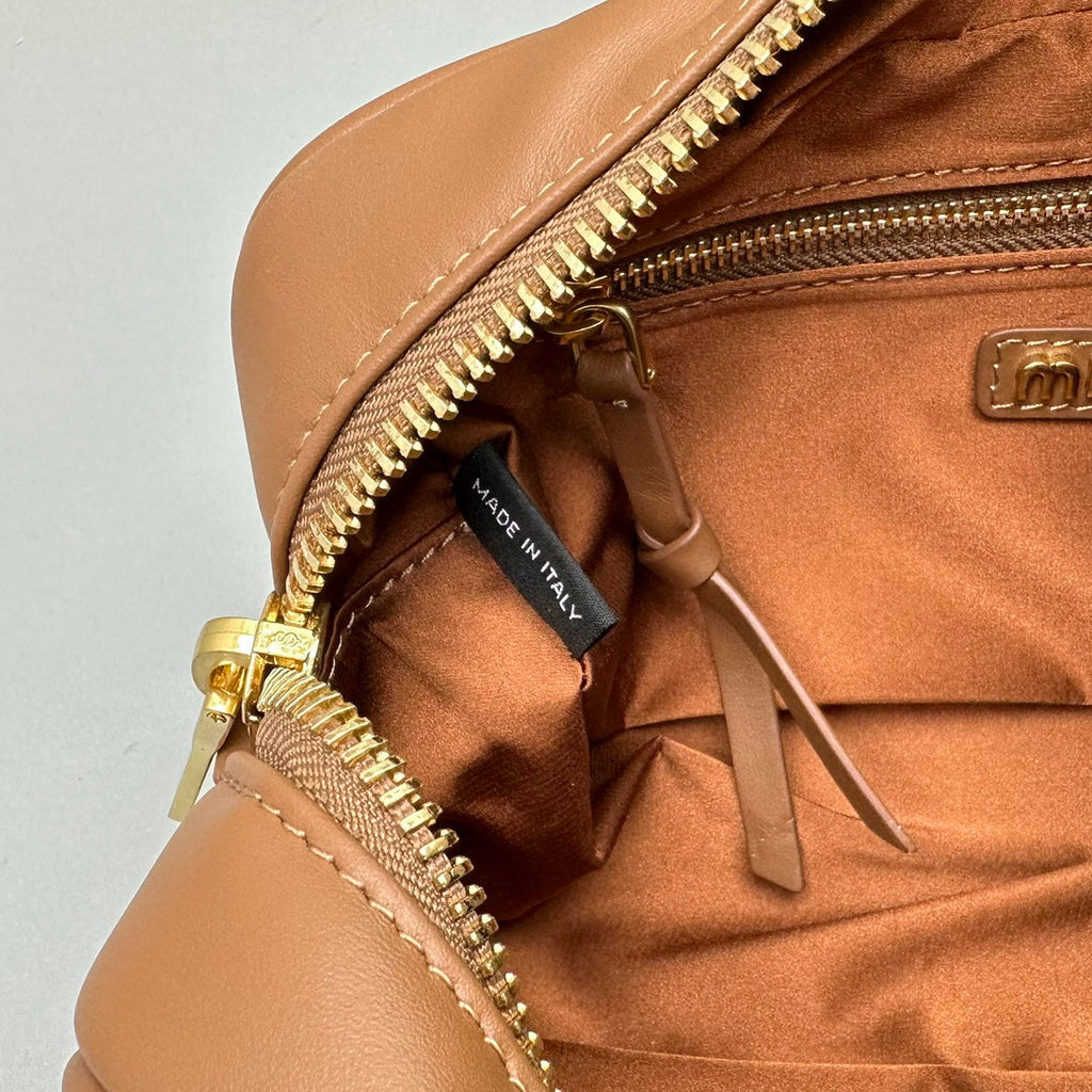 MIU MIU ARCADIE SMALL 22 BAG IN CINNAMON BROWN CALFSKIN