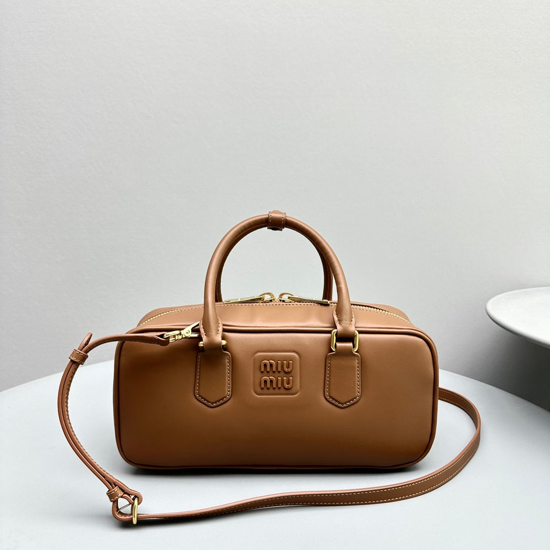 MIU MIU ARCADIE 27 BAG IN CINNAMON BROWN CALFSKIN