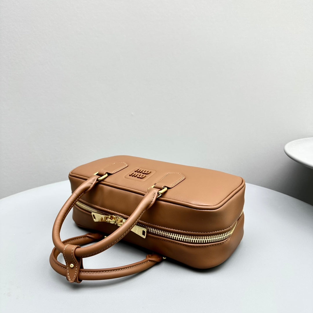 MIU MIU ARCADIE 27 BAG IN CINNAMON BROWN CALFSKIN
