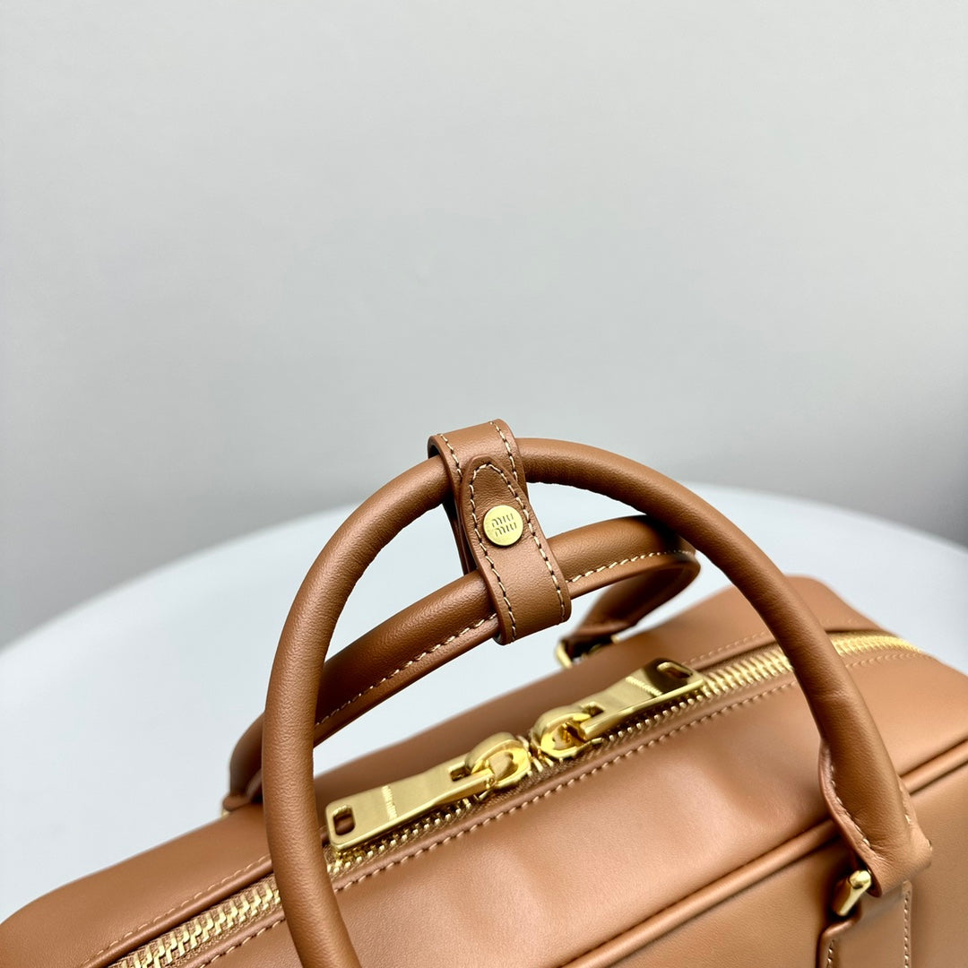 MIU MIU ARCADIE 27 BAG IN CINNAMON BROWN CALFSKIN
