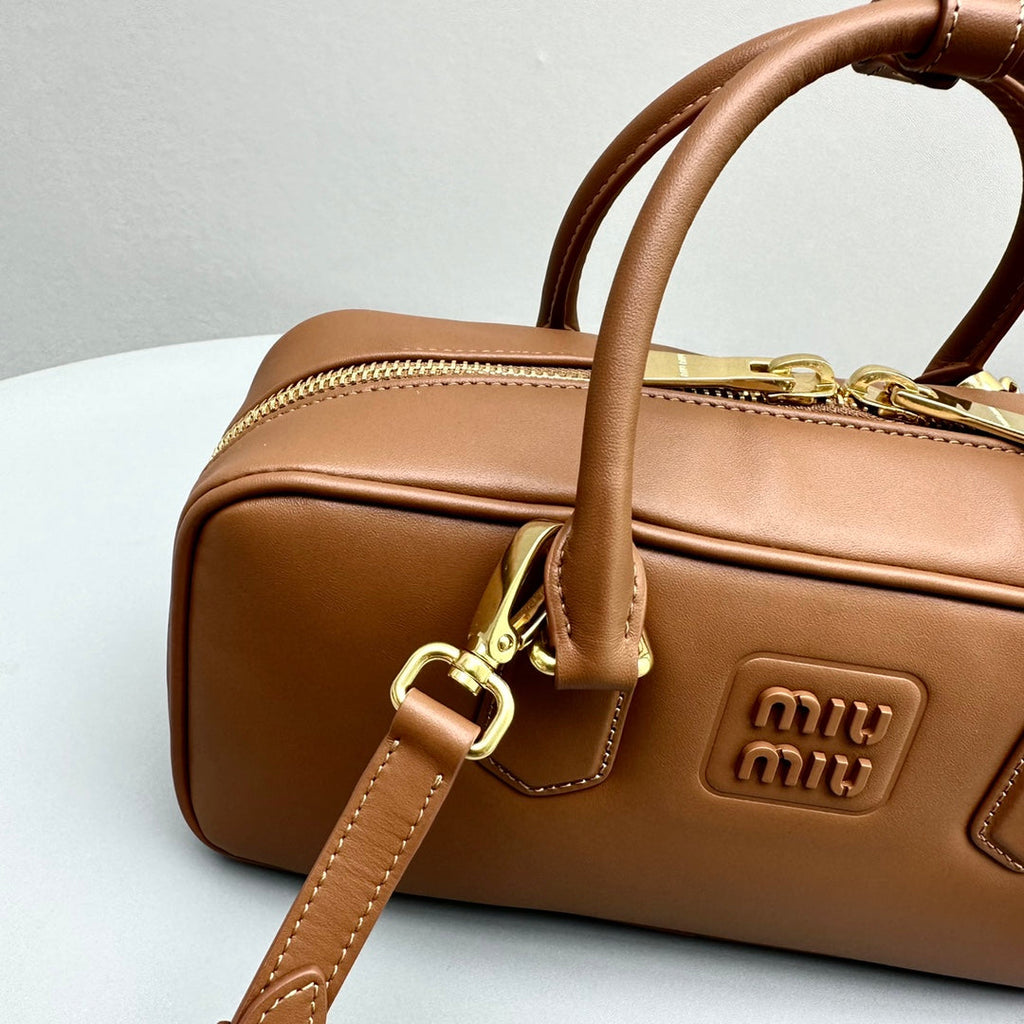 MIU MIU ARCADIE 27 BAG IN CINNAMON BROWN CALFSKIN