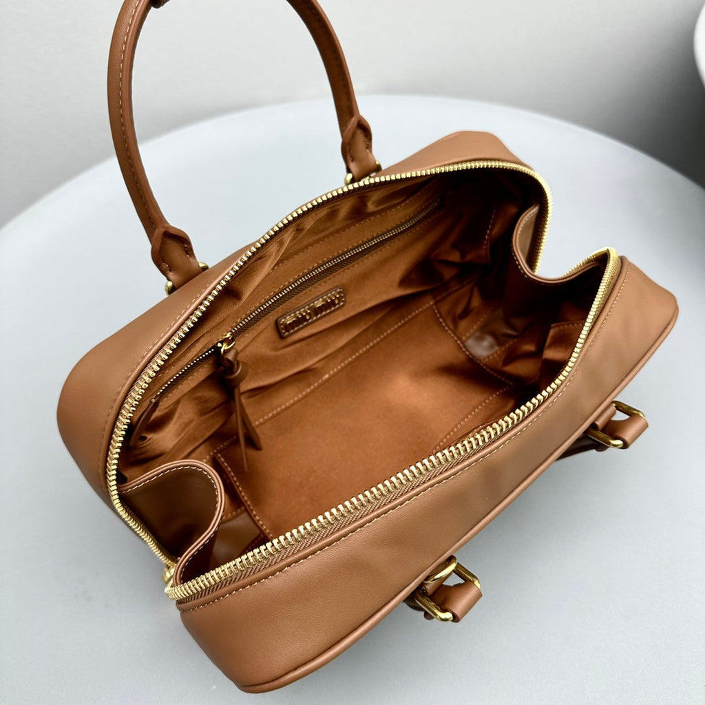 MIU MIU ARCADIE 27 BAG IN CINNAMON BROWN CALFSKIN