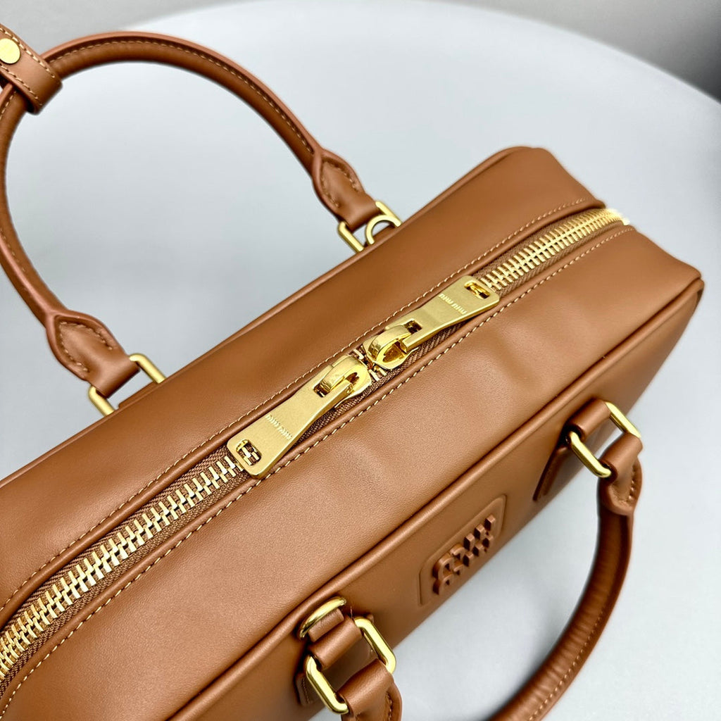 MIU MIU ARCADIE 27 BAG IN CINNAMON BROWN CALFSKIN
