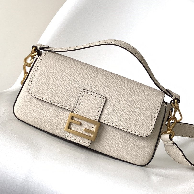 FENDI Fend Baguette 27 Bag Beige Calfskin Ghw