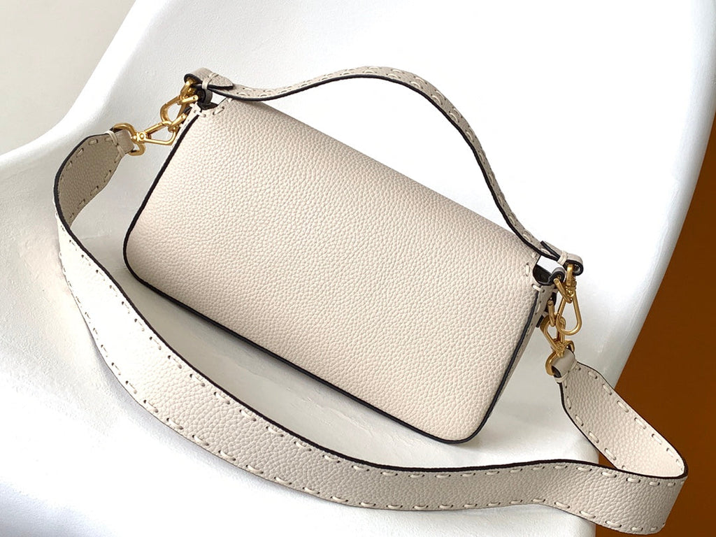 FENDI Fend Baguette 27 Bag Beige Calfskin Ghw