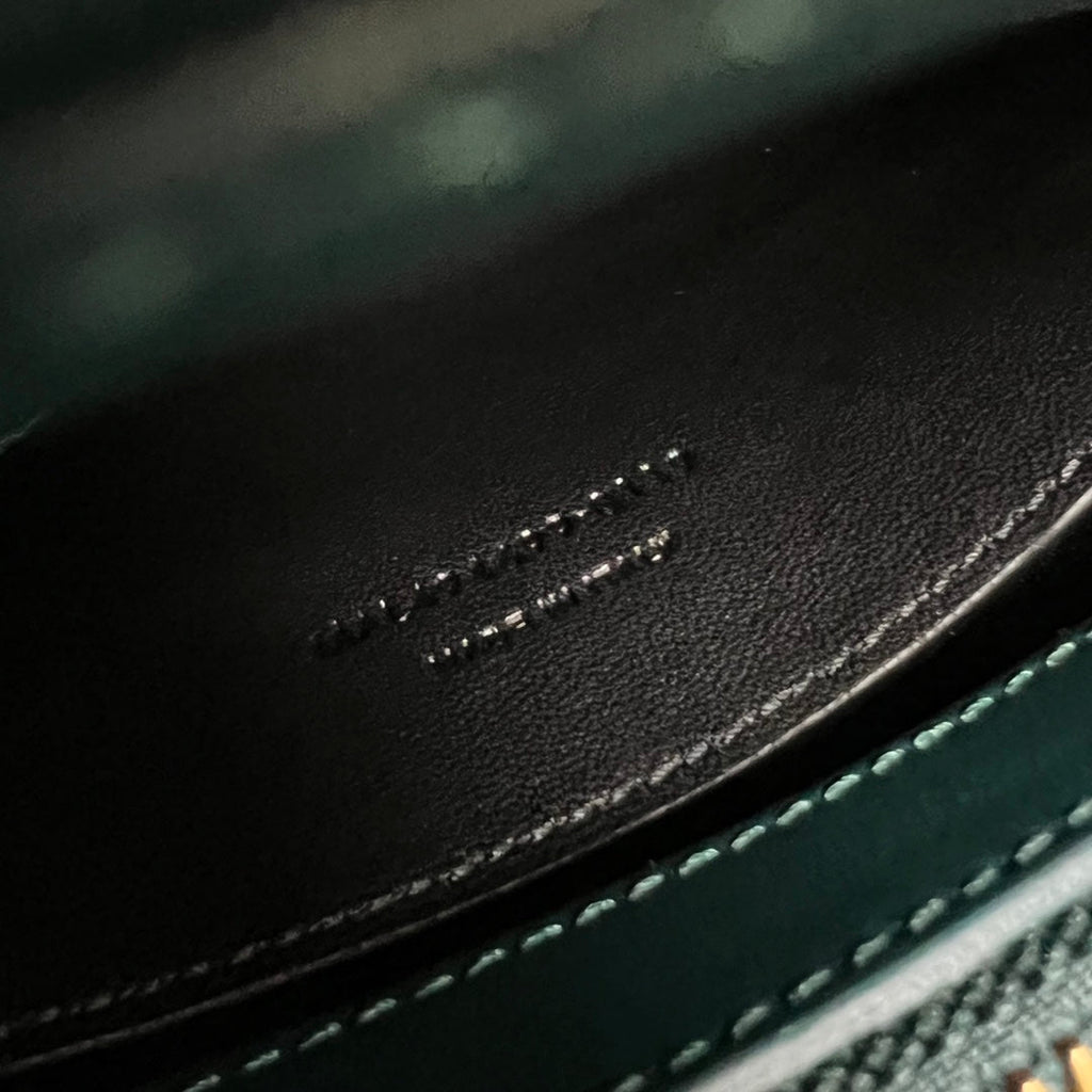 SAINT LAURENT LOULOU SMALL 25 IN DEEP JUNGLE GREEN LAMBSKIN GOLD HARDWARE