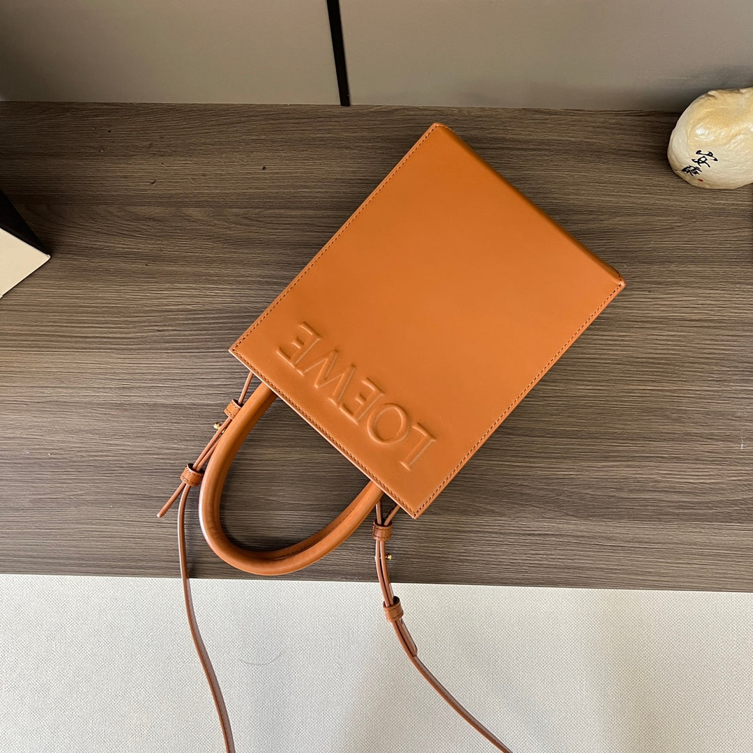 LOEWE STANDARD A5 TOTE BAG IN BRONZE BROWN CALFSKIN