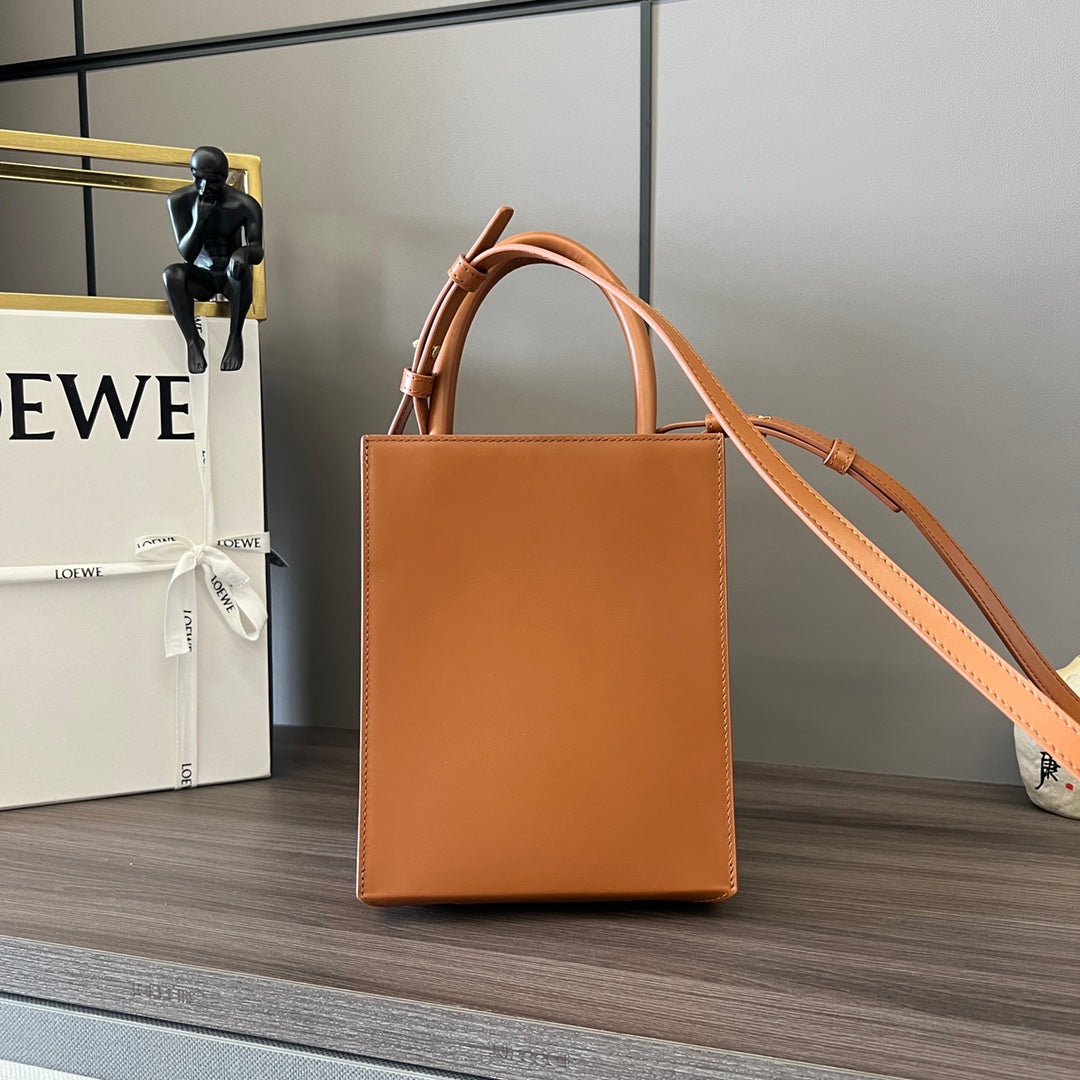 LOEWE STANDARD A5 TOTE BAG IN BRONZE BROWN CALFSKIN