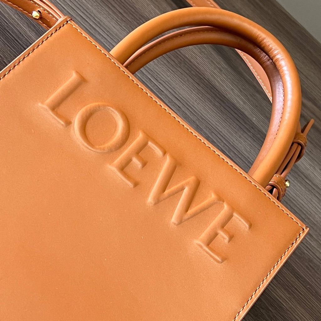 LOEWE STANDARD A5 TOTE BAG IN BRONZE BROWN CALFSKIN