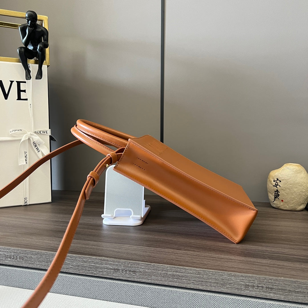 LOEWE STANDARD A5 TOTE BAG IN BRONZE BROWN CALFSKIN