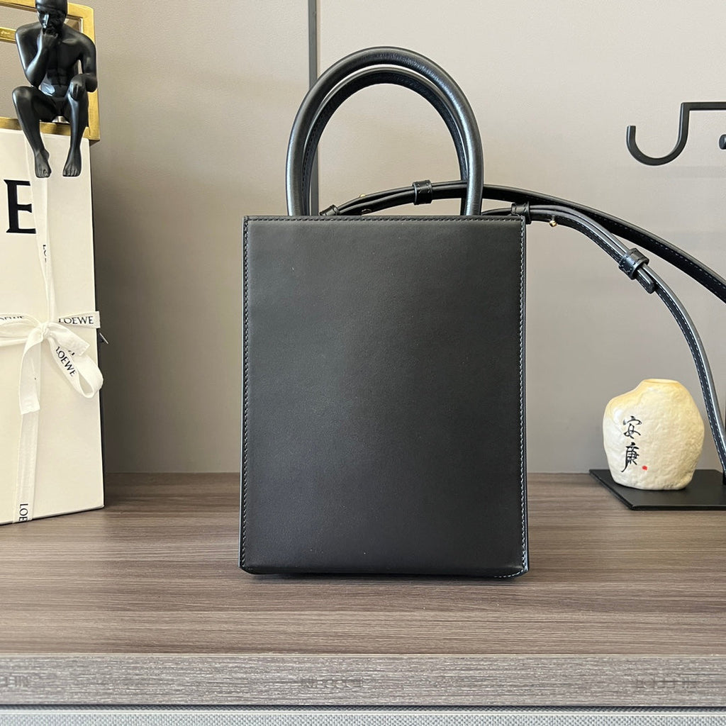 LOEWE STANDARD A5 TOTE BAG IN BLACK CALFSKIN