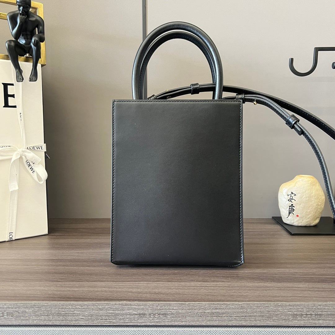 LOEWE STANDARD A5 TOTE BAG IN BLACK CALFSKIN