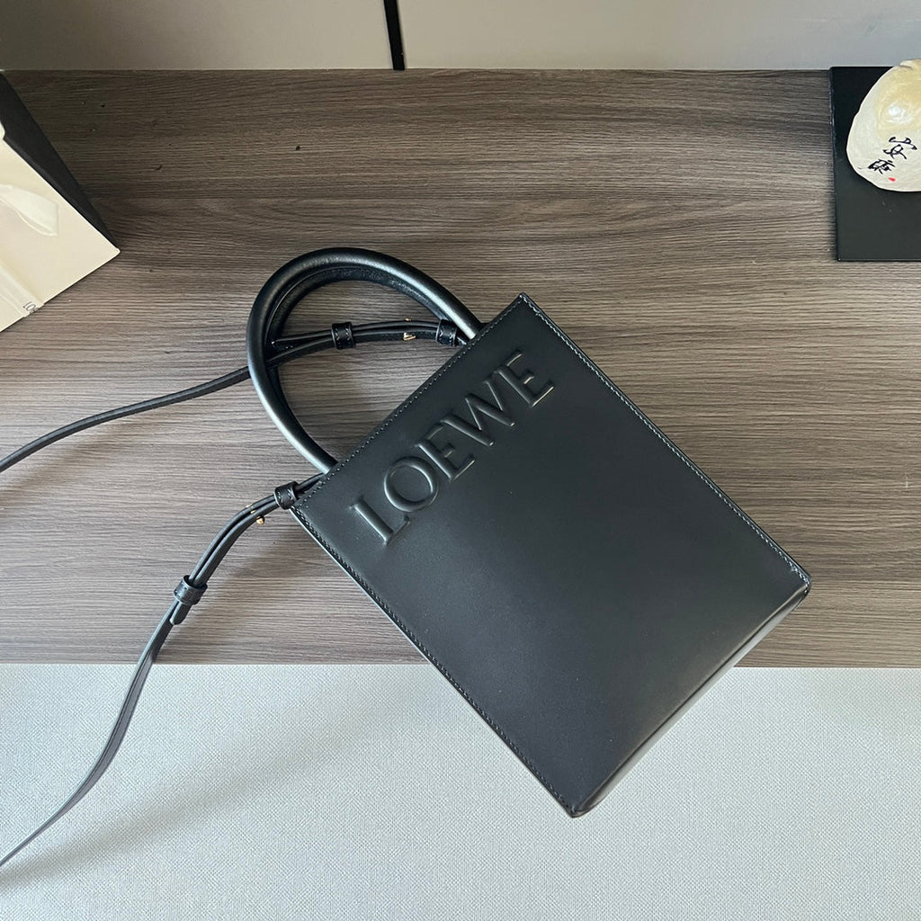 LOEWE STANDARD A5 TOTE BAG IN BLACK CALFSKIN