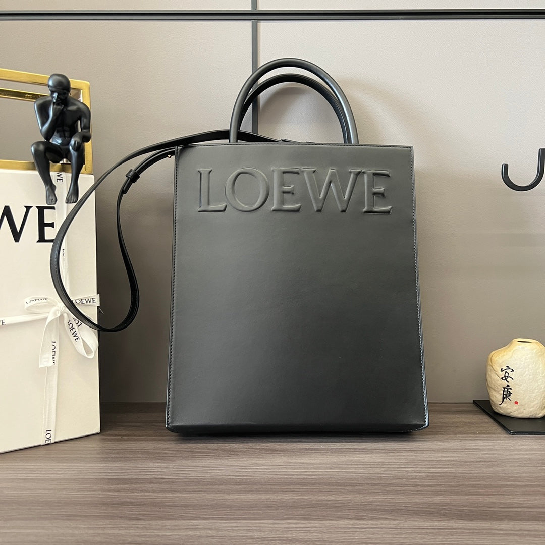 LOEWE STANDARD A4 TOTE BAG IN BLACK CALFSKIN