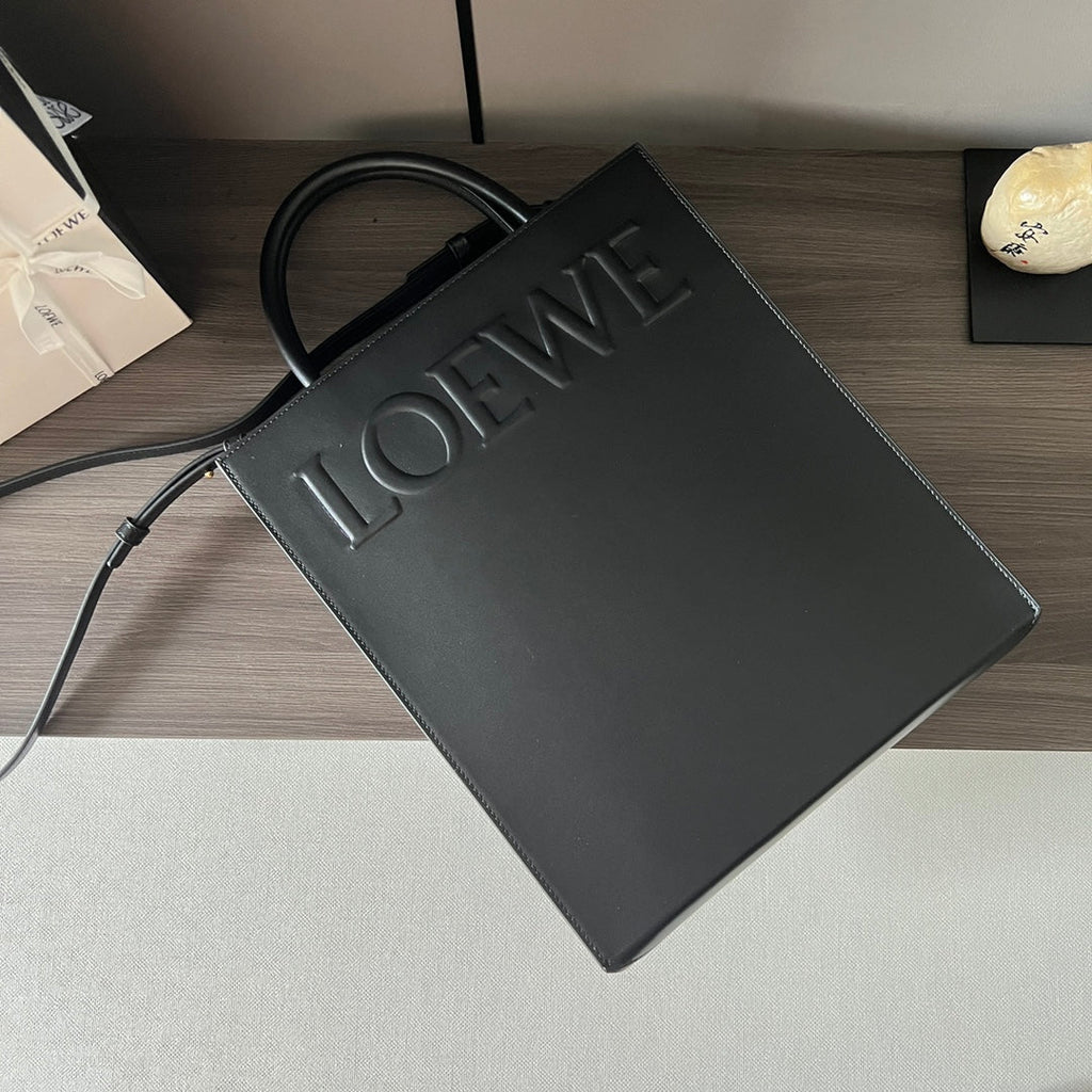 LOEWE STANDARD A4 TOTE BAG IN BLACK CALFSKIN