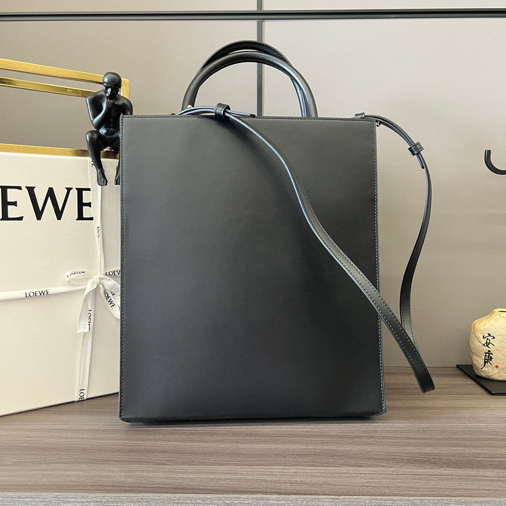 LOEWE STANDARD A4 TOTE BAG IN BLACK CALFSKIN
