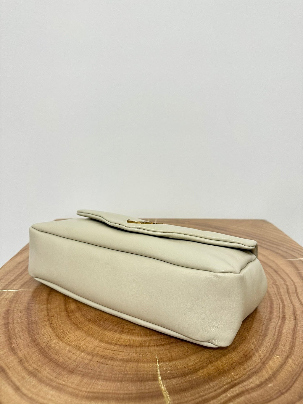 SAINT LAURENT CALYPSO 26 MILKY WHITE LAMBSKIN CHAIN BAG