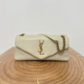 SAINT LAURENT CALYPSO 26 MILKY WHITE LAMBSKIN CHAIN BAG