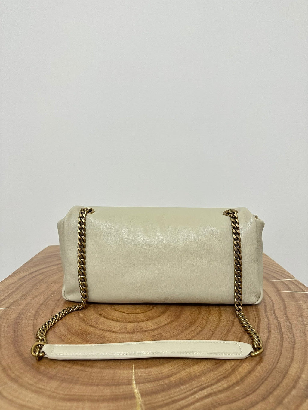 SAINT LAURENT CALYPSO 26 MILKY WHITE LAMBSKIN CHAIN BAG